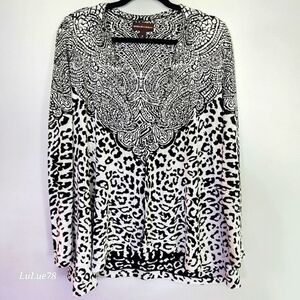 Dana Buchman Black and White Long Sleeve Sweater Medium